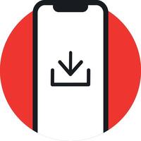 herunterladen das App Jetzt. herunterladen unser App Symbol, Etikette mit Handy, Mobiltelefon Gerät und herunterladen Symbol. Etikette oder Aufkleber zum fördern wird heruntergeladen das App. vektor