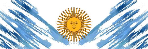 Argentinien Flagge im Grunge Bürste Farbe Stil mit Halbton Wirkung. Argentinier Flagge im Grunge Konzept vektor