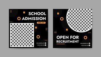 Sammlung von modisch Schule Admissions, Fachmann Sozial Medien Post Vorlagen. Platz Banner Design Hintergrund. vektor