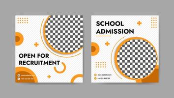 Sammlung von modisch Schule Admissions, Fachmann medizinisch Sozial Medien Post Vorlagen. Platz Banner Design Hintergrund. vektor