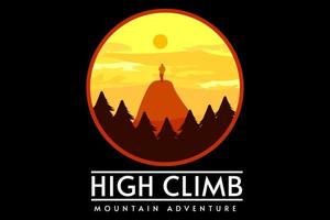 High Climb Silhouette Retro-T-Shirt-Design vektor