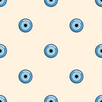 nahtlos Muster mit Türkisch traditionell böse Auge Amulett im das bilden von ein Blau Auge gemacht von Glas. Auge von Fatima Illustration. Illustration, Karikatur Stil. vektor