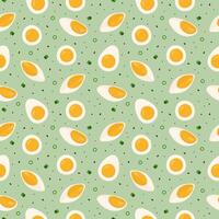 nahtlos Muster mit gekocht Ei Scheiben und Hälften vektor