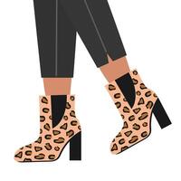 weiblich Beine im Leder Stiefel mit Leopard drucken vektor