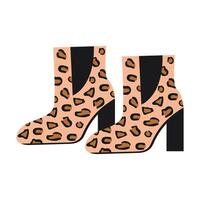 elegant Frauen Leder Stiefel mit Leopard drucken vektor