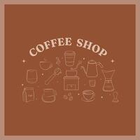 kaffe affär baner på brun bakgrund vektor