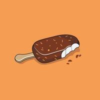 Illustration von beißen Eis Sahne Schokolade Nüsse vektor