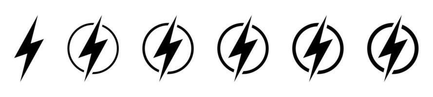 Blitz, elektrisch Leistung Symbol. Energie und Donner Elektrizität Symbol. Blitz Bolzen Zeichen im das Kreis. vektor