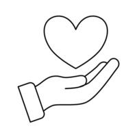 Herz im Hand Symbol, speichern Symbol, Spende Symbol Hand Herz Konzept. vektor