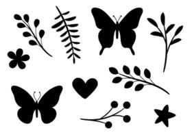 Frühling Dekoration Elemente, Clip Kunst Illustration, Schmetterling und Pflanzen vektor