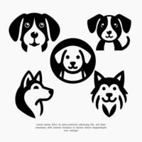 uppsättning av hund ansikte silhuett logotyp ikon vektor
