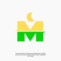 Brief m mit Mond Logo Design Vorlage vektor