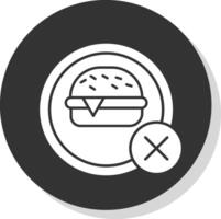 Nej mat glyf grå cirkel ikon vektor