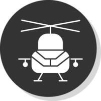 militär helikopter glyf grå cirkel ikon vektor