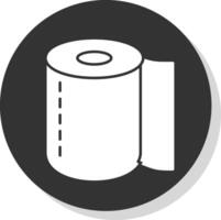 toalett rulla glyf grå cirkel ikon vektor
