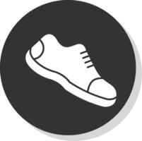 löpning skor glyf grå cirkel ikon vektor