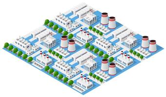 isometrisk 3d illustration av stadsdelen med hus vektor