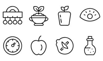 Ernährung Entgiftung gesund editierbar Schlaganfall Gliederung Symbole einstellen isoliert auf Weiß Hintergrund eben Illustration. Pixel perfekt. 64 x 64. vektor