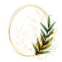 Sommer- Grün Design Karte. Eukalyptus, Frühling Grün, Salbei Pflanzen. Hochzeit Blumen- Einladung Hintergrund. geometrisch golden Kunst. Aquarell Jahrgang rahmen. Elemente sind isoliert und editierbar vektor