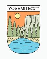 se av el capitan yosemite nationell parkera platt mono linje design för t skjorta bricka klistermärke illustration vektor