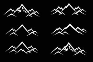 uppsättning av silhuetter av bergen på en svart bakgrund vektor