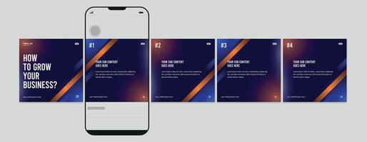 uppsättning av karusell posta, redigerbar social media karusell posta, modern och kreativ företag karusell posta mall vektor