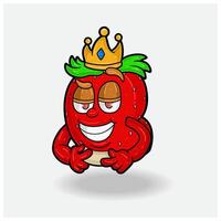 kärlekskrank uttryck med jordgubb frukt krona maskot karaktär tecknad serie. vektor