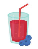 bär cocktail i glas med sugrör. färsk juice. blåbär sommar dryck. illustration. vektor