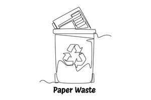 kontinuierlich einer Linie Zeichnung recyceln Behälter und Abfall Konzept. Gekritzel Illustration. vektor
