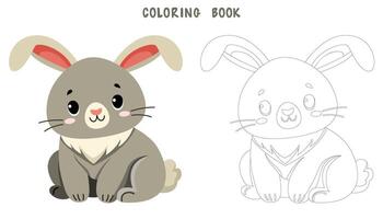 färg bok av kanin med utstående öron vektor