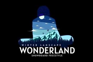 Wonderland Snowboard Freestyle Retro-Design vektor