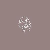 Schönheit Frau Gesicht mit Blatt Logo Design zum Spa. vektor