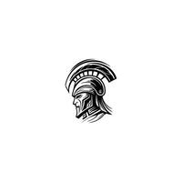 spartansk krigare symbol, täcka av vapen. spartansk militär hjälm logotyp, spartansk grekisk gladiator hjälm logotyp ikon illustration. vektor