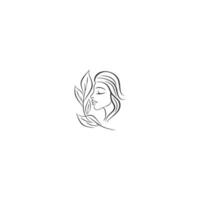 Schönheit Frau Gesicht mit Blatt Logo Design zum Spa. vektor