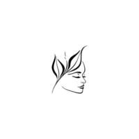 ökologisch Blatt Logo Frau Blatt Gesicht vektor