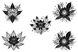 Silhouetten einstellen von Blumen im Töpfe und Vasen Lager Illustration vektor