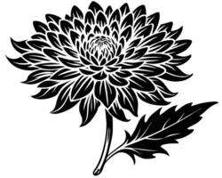 svart silhuett krysantemum blomma vektor