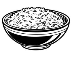 Reis Essen schwarz und Weiß Linie Kunst Zeichnung Illustration vektor