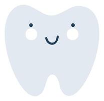 grau glücklich Zahn Emoji Symbol. süß Zahn Charakter. Objekt Medizin Symbol eben Kunst. Karikatur Element zum Dental Klinik Design, Poster vektor