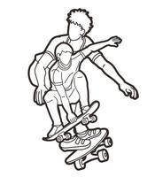 outline skateboardspelare vektor