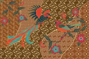 handritad batik traditionella blommiga vackra koncept. vintage traditionell batik för mönstertyg. kreativa antika textilmönster vektor