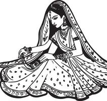 indisch Braut dulhan , Färbung Seite vektor