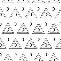 boho sömlös mönster med halvmåne måne i trianglar. vektor