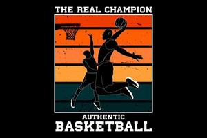 der echte Champion authentisches Basketball-Retro-Vintage-Design vektor