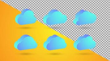 Set von 3D-Wolkensymbolen mit transparentem Alpha-Hintergrund vektor