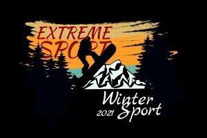 extrem sport siluett retro design vektor