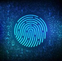 Fingerabdruck mit Binärcode. biometrische Identifizierung und Zulassung. Passwortkontrolle durch Fingerabdrücke. futuristisches biometrisches und Cybersicherheitskonzept auf der digitalen Oberfläche. Vektor. eps10. vektor