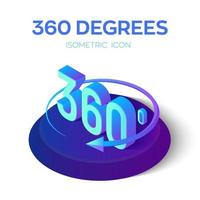 360-Grad-Zeichen. 3D isometrischer Winkel 360 Grad Ansichtssymbol. virtuelle Realität. Geometrie mathematisches Symbol. erstellt für Mobile, Web, Dekor, Printprodukte, Anwendung. Vektor-Illustration. vektor