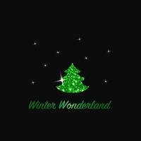 funkelnder Weihnachtsbaum. grünes metallisches Glitzersymbol auf dunklem Hintergrund. Frohe Weihnachten und ein glückliches neues Jahr 2022. Vektor-Illustration. Winter Wunderland. vektor