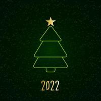 grüne Silhouette eines Weihnachtsbaumes mit Schnee und goldenen Sternen. Frohe Weihnachten und ein glückliches neues Jahr 2022. Vektor-Illustration. vektor